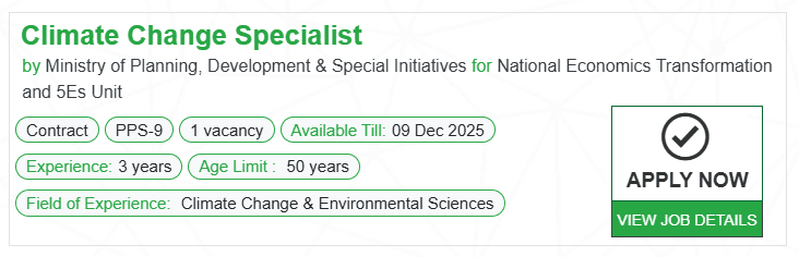 Climate Change Specialist Jobs in Pakistan Apply Now